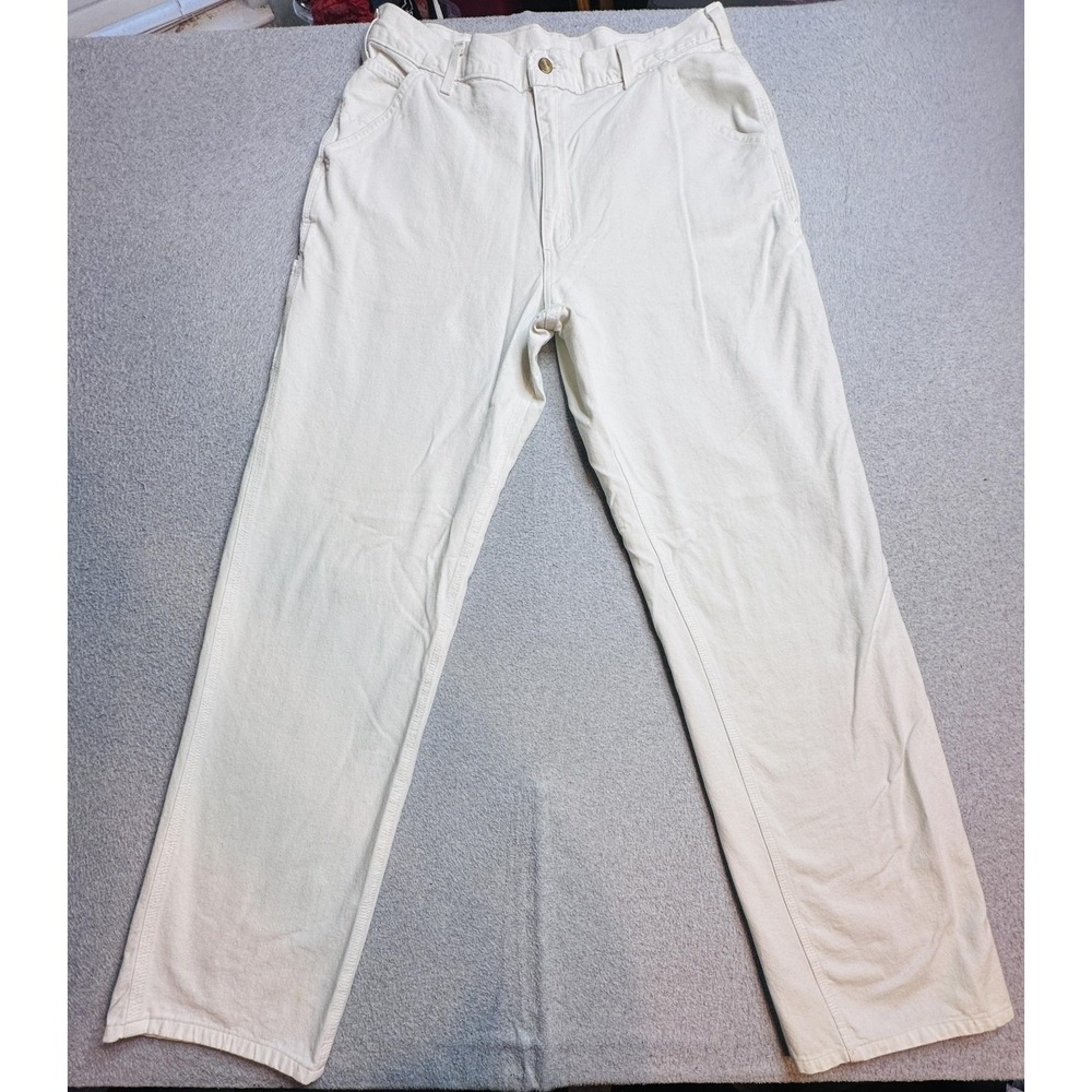Carhartt Pants Mens 36x36 (35x33) White B148 Dungaree Fit Carpenter Utility - Picture 2 of 14